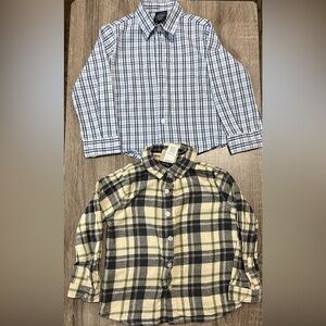 Plaid Kids Shirts Set - Blue and Tan